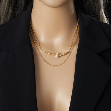 Stainless Steel Irregular Twig Pearl Pendant